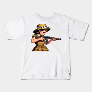 The Little Girl and a Toy Gun Kids T-Shirt